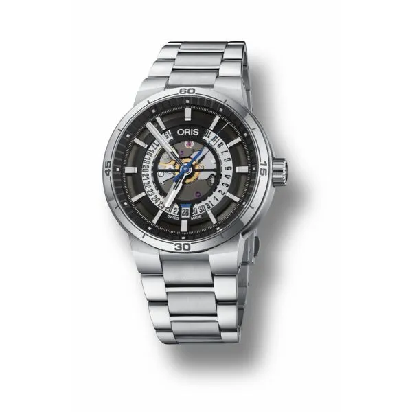 Oris TT1 Engine Date Stainless steel bracelet and skeleton dial